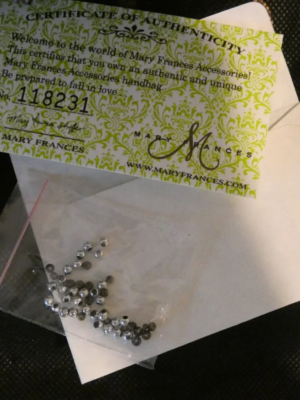 NWOT MARY FRANCES Silver & Black Shoulder Strap Beaded Purse/DustCover